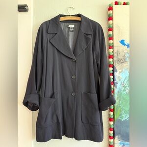 Escada blue Black oversized Trench Coat 34